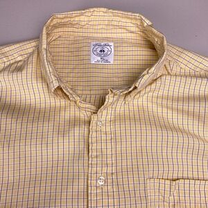 Brooks Brothers Sport Shirt XL Mens L/S Button Down Yellow Plaid Grid Check VGUC